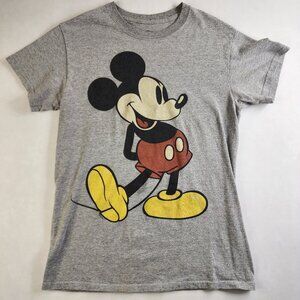 Vintage Disney Women’s Heathered Gray Mickey Mouse T-Shirt Size Small S S/S